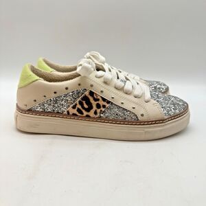Crown Vintage Kalinda Sneakers Women’s 7M Glitter Animal Print Lace Up Low Top